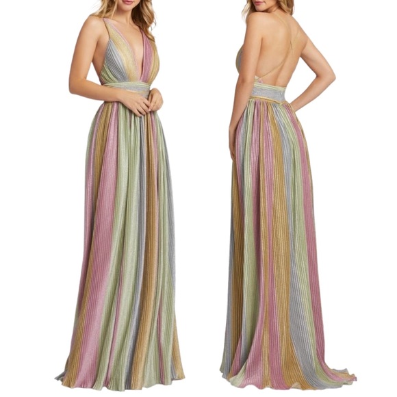 Mac Duggal Dresses New Mac Duggal Rainbow Pleated Gown Evening Prom Formal Dress Poshmark